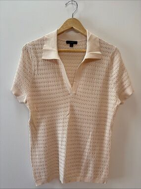 J. Crew Cream Short Sleeve Knit Polo